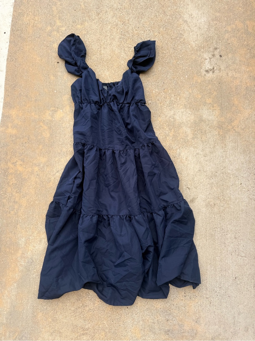Navy Blue Ruffled Flowy Maxi Dress